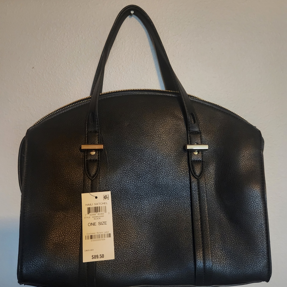 INC Haili Black Leather Satchel